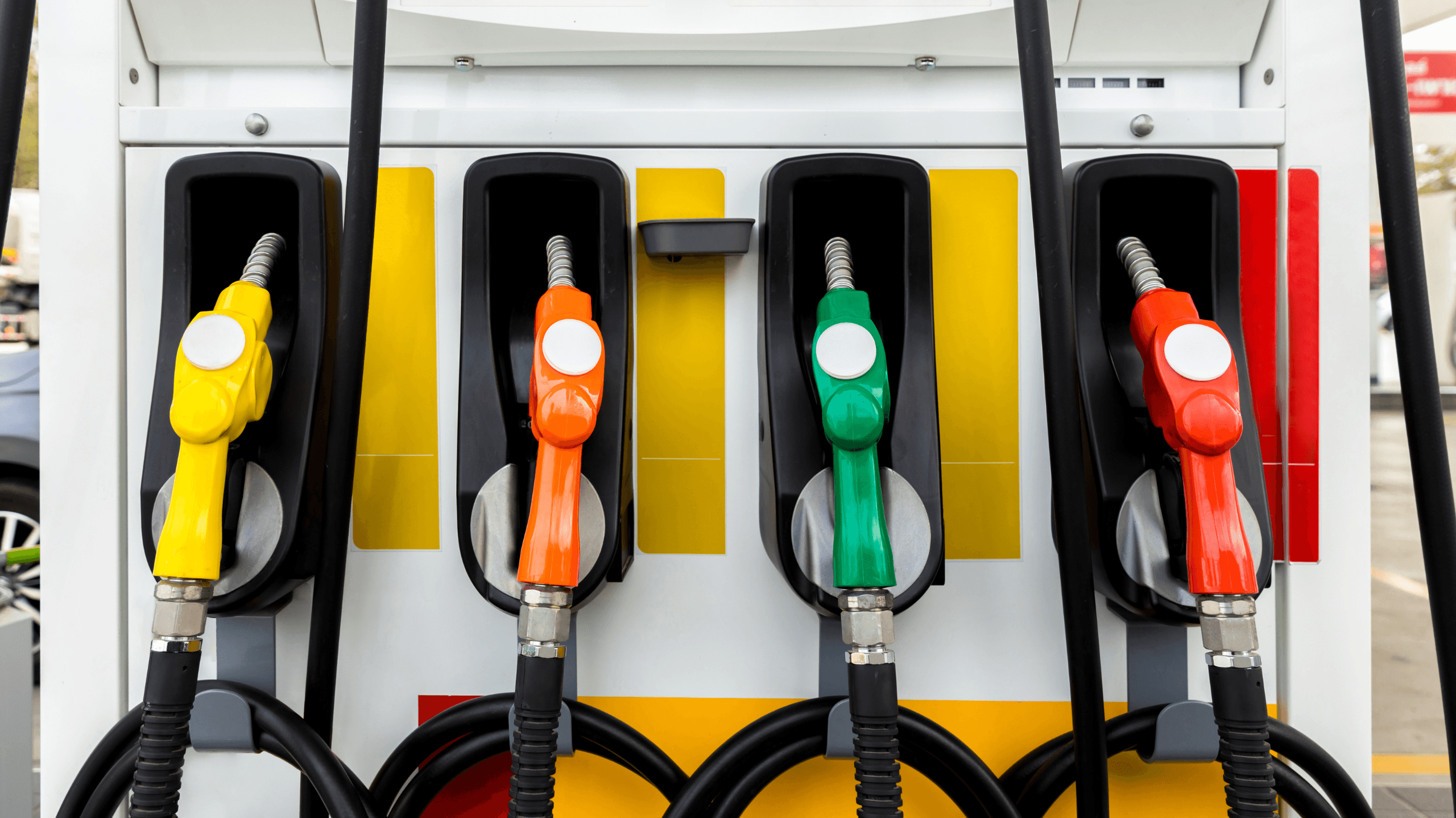 Colorful Petrol pump filling nozzles
